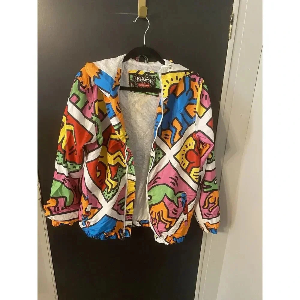 KEITH HARING JACKET Small MEMBERS ONLY HOODIE WINDBREAKER